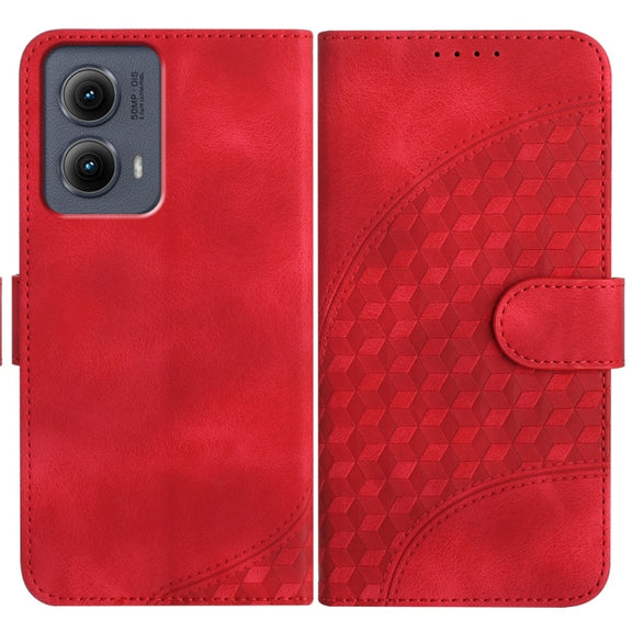 For Motorola Edge 5G 2024 YX0060 Elephant Head Embossed Phone Leather Case with Lanyard(Red)