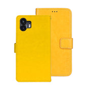 For Nothing Phone 2 idewei Crazy Horse Texture Leather Phone Case with Holder(Yellow)