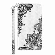 For Xiaomi Redmi 13C 5G / 4G 3D Painting Pattern Flip Leather Phone Case(Diagonal Black Flower)