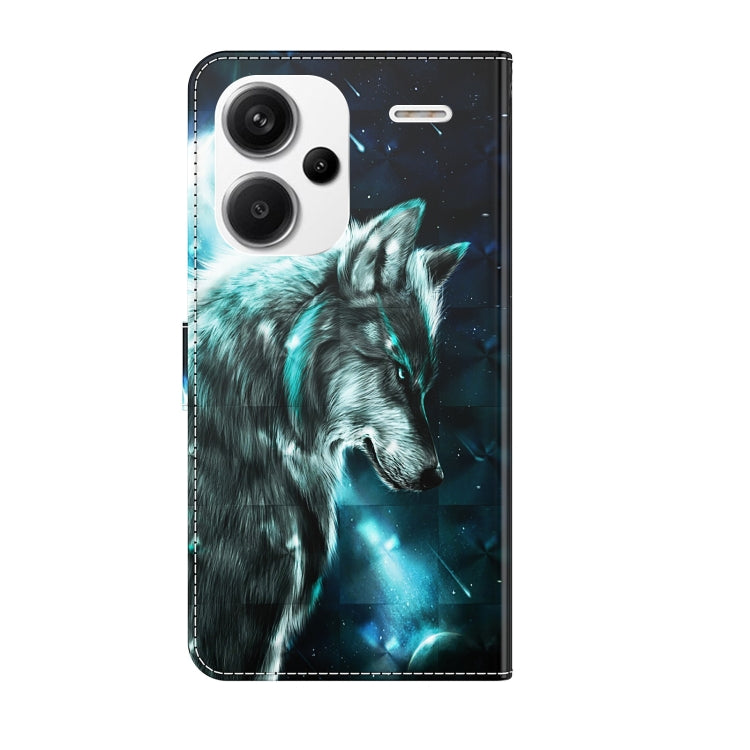 For Xiaomi Redmi Note 13 Pro+ 3D Painting Pattern Flip Leather Phone Case(Wolf)