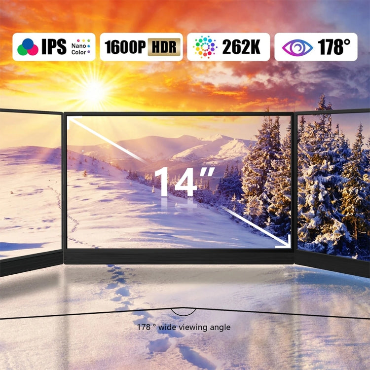 14 inch HDR 2560x1600P IPS Screen Portable Monitor(US Plug)