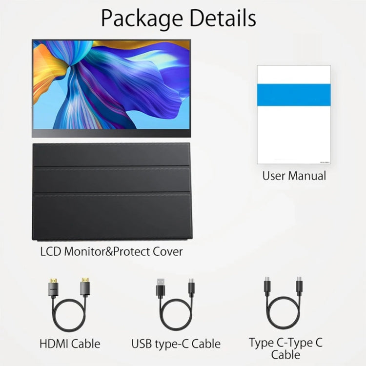 15.6 inch HDR 1080P IPS Screen Portable Monitor(No Charger)