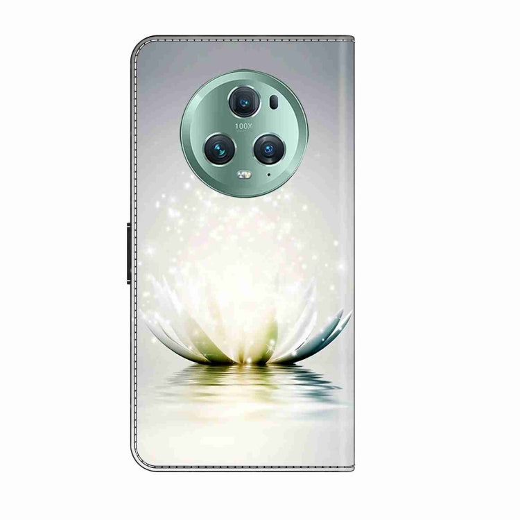 For Honor Magic5 Pro Crystal 3D Shockproof Protective Leather Phone Case(Light Lotus)