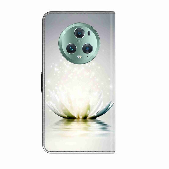 For Honor Magic5 Pro Crystal 3D Shockproof Protective Leather Phone Case(Light Lotus)