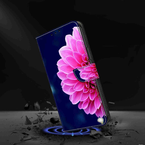 For Honor Magic5 Pro Crystal 3D Shockproof Protective Leather Phone Case(Pink Petals)