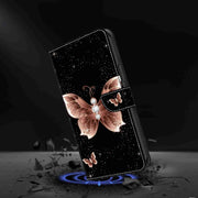 For Honor Magic5 Pro Crystal 3D Shockproof Protective Leather Phone Case(Pink Diamond Butterfly)