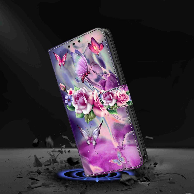 For Honor Magic5 Pro Crystal 3D Shockproof Protective Leather Phone Case(Butterfly)