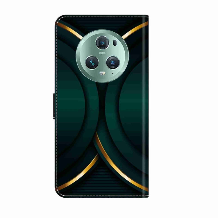 For Honor Magic5 Pro Crystal 3D Shockproof Protective Leather Phone Case(Gold Outline)