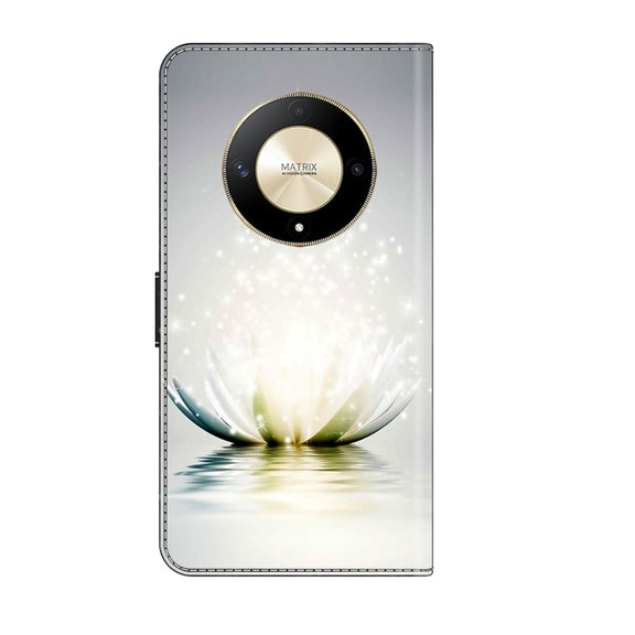 For Honor Magic6 Lite Crystal 3D Shockproof Protective Leather Phone Case(Light Lotus)