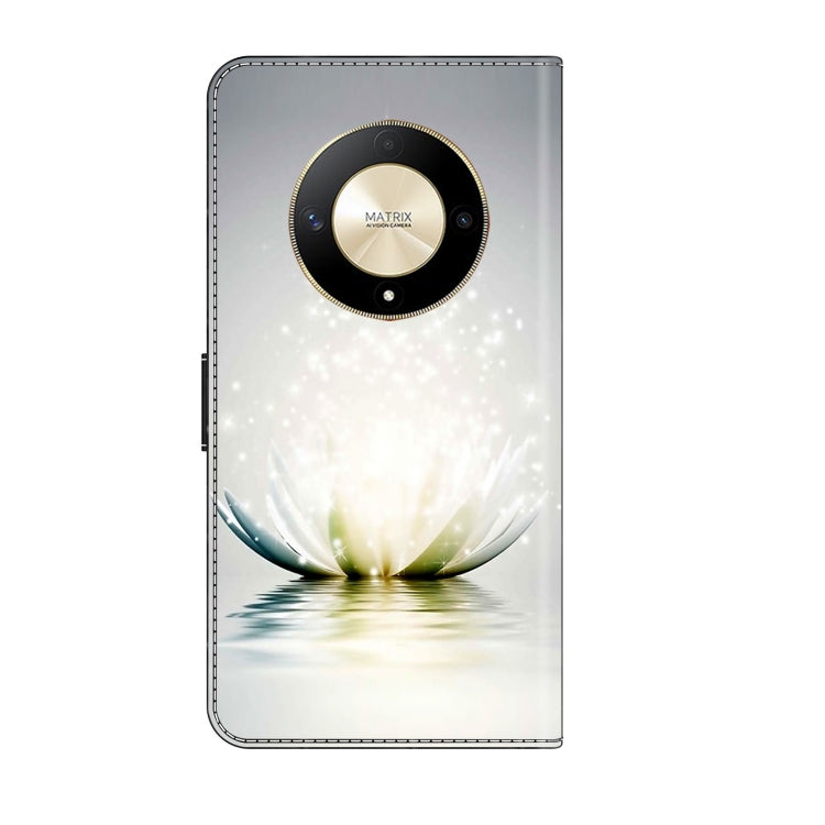 For Honor Magic6 Lite Crystal 3D Shockproof Protective Leather Phone Case(Light Lotus)