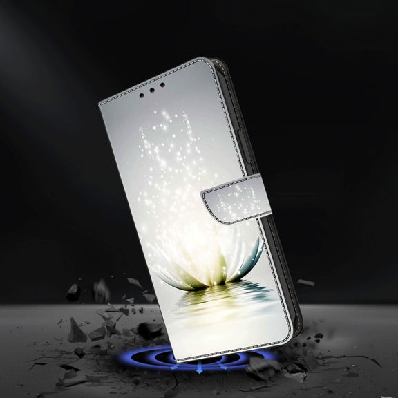 For Honor Magic6 Lite Crystal 3D Shockproof Protective Leather Phone Case(Light Lotus)