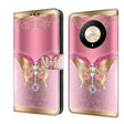 For Honor Magic6 Lite Crystal 3D Shockproof Protective Leather Phone Case(Pink Bottom Butterfly) - Honor Cases by PMC TechLife | Online Shopping South Africa | PMC TechLife | Buy Now Pay Later Mobicred