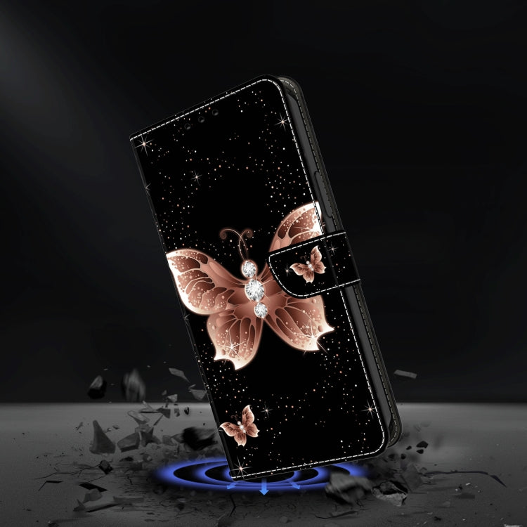 For Honor Magic6 Lite Crystal 3D Shockproof Protective Leather Phone Case(Pink Diamond Butterfly)