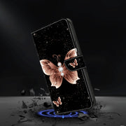 For Honor Magic6 Lite Crystal 3D Shockproof Protective Leather Phone Case(Pink Diamond Butterfly)