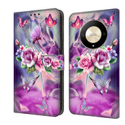 For Honor Magic6 Lite Crystal 3D Shockproof Protective Leather Phone Case(Butterfly)