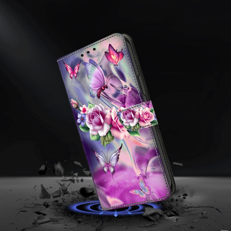 For Honor Magic6 Lite Crystal 3D Shockproof Protective Leather Phone Case(Butterfly)