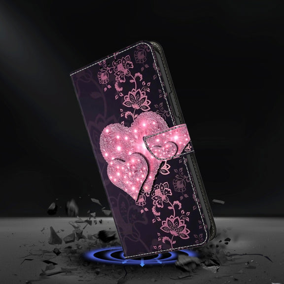 For Honor Magic6 Lite Crystal 3D Shockproof Protective Leather Phone Case(Lace Love)