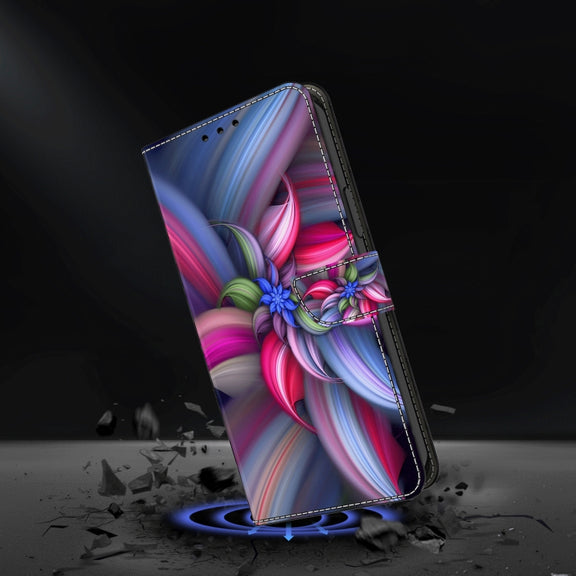 For Honor Magic6 Lite Crystal 3D Shockproof Protective Leather Phone Case(Colorful Flower)