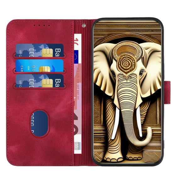 For Google Pixel 9 YX0060 Elephant Head Embossed Phone Leather Case with Lanyard(Rose Red)