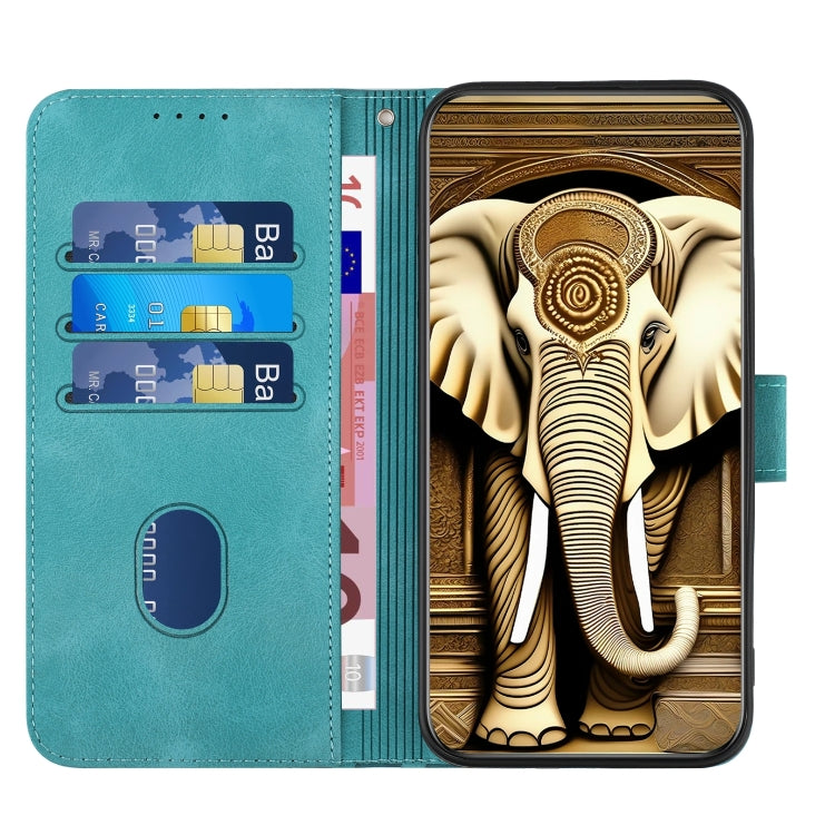 For Google Pixel 9 YX0060 Elephant Head Embossed Phone Leather Case with Lanyard(Light Blue)