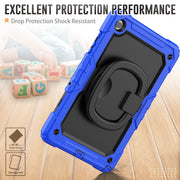 For Samsung Galaxy Tab A9+ Handle Silicone Hydric PC Tablet Case with Shoulder Strap(Dark Blue)