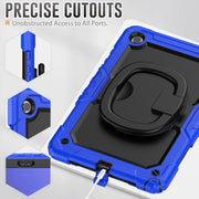 For Samsung Galaxy Tab A9+ Handle Silicone Hydric PC Tablet Case with Shoulder Strap(Dark Blue)