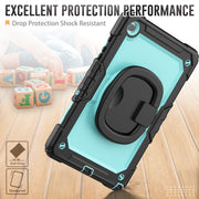 For Samsung Galaxy Tab A9+ Handle Silicone Hydric PC Tablet Case with Shoulder Strap(Light Blue)