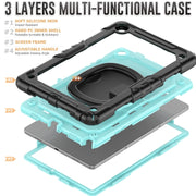 For Samsung Galaxy Tab A9+ Handle Silicone Hydric PC Tablet Case with Shoulder Strap(Light Blue)