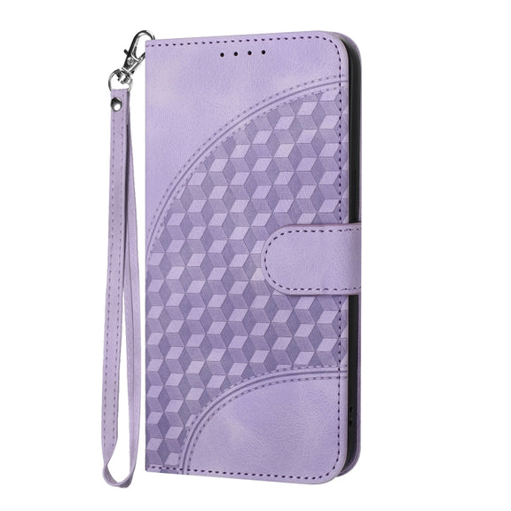For OPPO A58 4G YX0060 Elephant Head Embossed Phone Leather Case with Lanyard(Light Purple)
