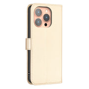 For iPhone 16 Pro Four-leaf Embossed Leather Phone Case(Gold)