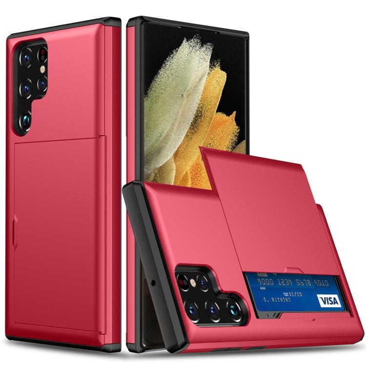 For Samsung Galaxy S25 Ultra 5G Shockproof Armor Phone Case with Card Slot(Red)