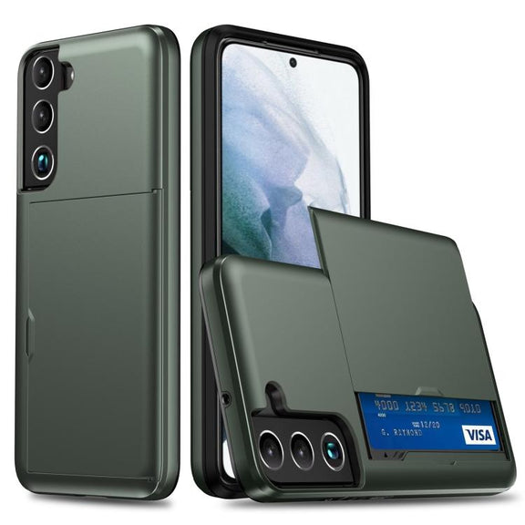 For Samsung Galaxy S25 5G Shockproof Armor Phone Case with Card Slot(Dark Green)