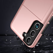 For Samsung Galaxy S24 5G Shockproof Armor Phone Case with Card Slot(Rose Red)