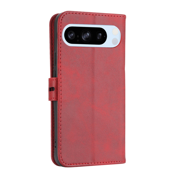 For Google Pixel 9 Pro Embossed Happy Cat Pattern Flip Leather Phone Case(Red)