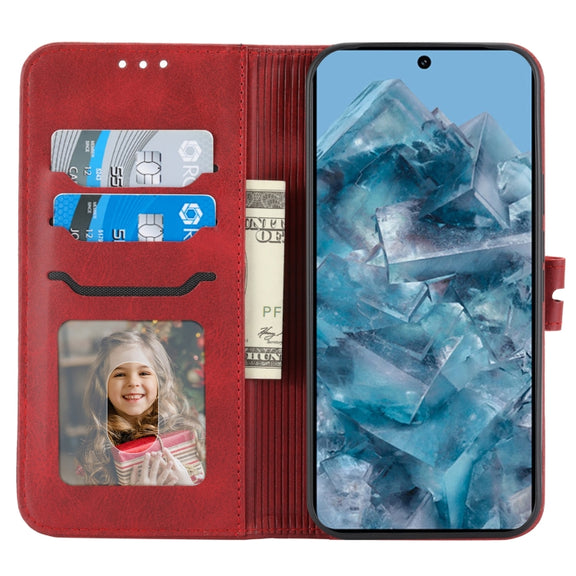 For Google Pixel 9 Pro Embossed Happy Cat Pattern Flip Leather Phone Case(Red)