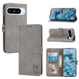 For Google Pixel 9 Pro Embossed Happy Cat Pattern Flip Leather Phone Case(Grey) - Google Cases by PMC TechLife | Online Shopping South Africa | PMC TechLife | Buy Now Pay Later Mobicred