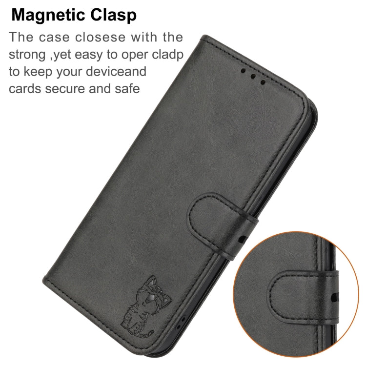 For Google Pixel 9 Pro Embossed Happy Cat Pattern Flip Leather Phone Case(Black)