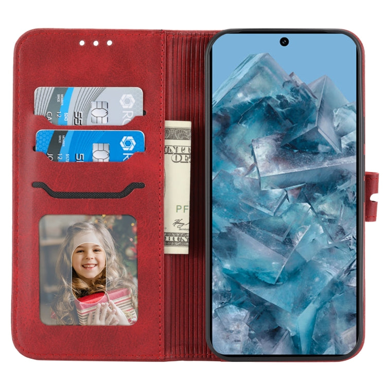 For Google Pixel 9 Embossed Happy Cat Pattern Flip Leather Phone Case(Red)