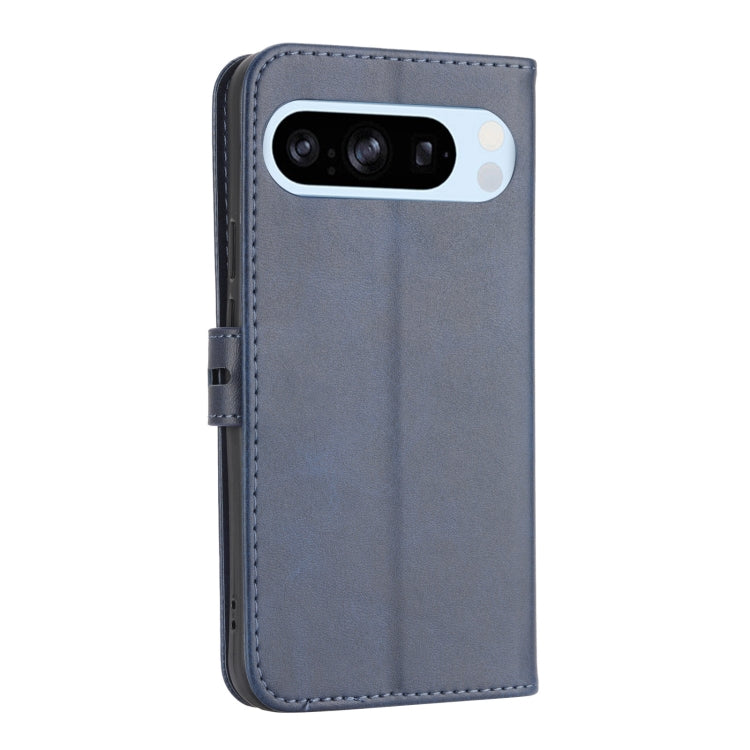 For Google Pixel 9 Embossed Happy Cat Pattern Flip Leather Phone Case(Blue)