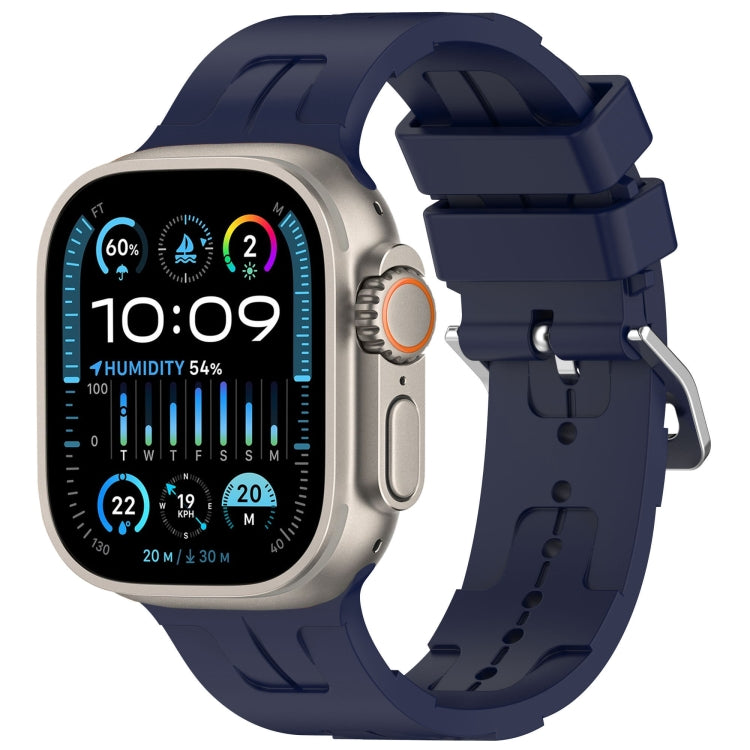 For Apple Watch Ultra 2 49mm H Texture Silicone Ladder Buckle Watch Band(Midnight)