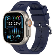 For Apple Watch Ultra 2 49mm H Texture Silicone Ladder Buckle Watch Band(Midnight)