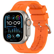 For Apple Watch Ultra 49mm H Texture Silicone Ladder Buckle Watch Band(Orange)