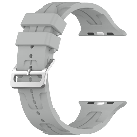 For Apple Watch Series 8 45mm H Texture Silicone Ladder Buckle Watch Band(Grey)
