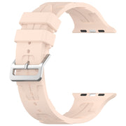 For Apple Watch SE 2022 40mm H Texture Silicone Ladder Buckle Watch Band(Sand Pink)