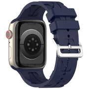 For Apple Watch SE 40mm H Texture Silicone Ladder Buckle Watch Band(Midnight)