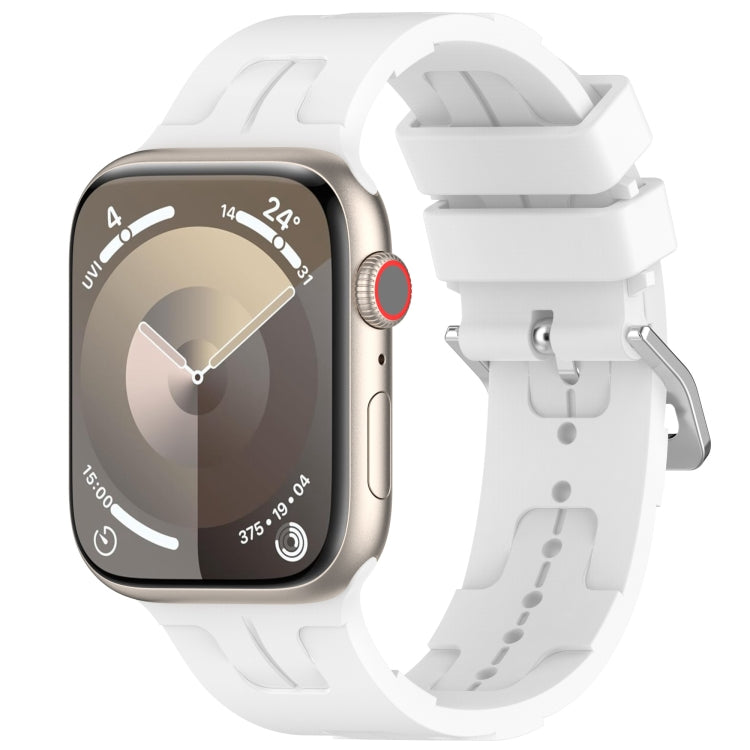 For Apple Watch SE 44mm H Texture Silicone Ladder Buckle Watch Band(White)