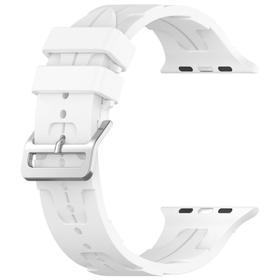 For Apple Watch SE 44mm H Texture Silicone Ladder Buckle Watch Band(White)