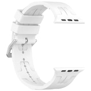 For Apple Watch SE 44mm H Texture Silicone Ladder Buckle Watch Band(White)