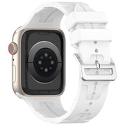 For Apple Watch SE 44mm H Texture Silicone Ladder Buckle Watch Band(White)
