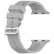 For Apple Watch SE 44mm H Texture Silicone Ladder Buckle Watch Band(Grey)